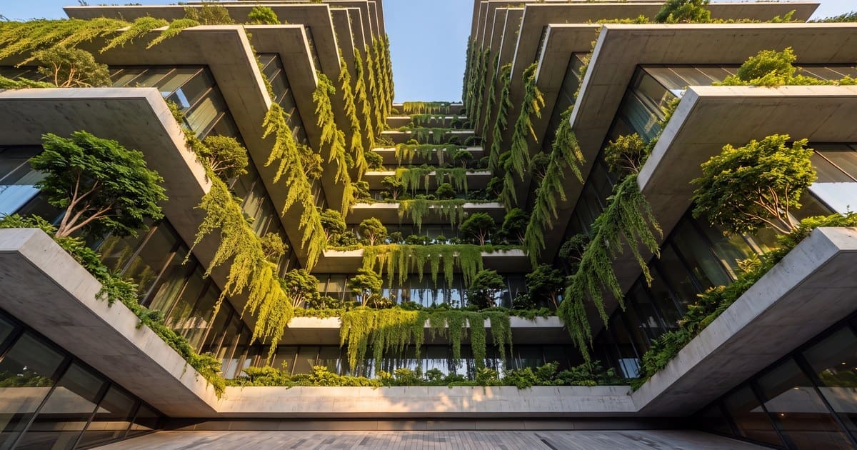 agency RFP search cost "Low-angle view straight up a building facade with cascading vertical gardens.